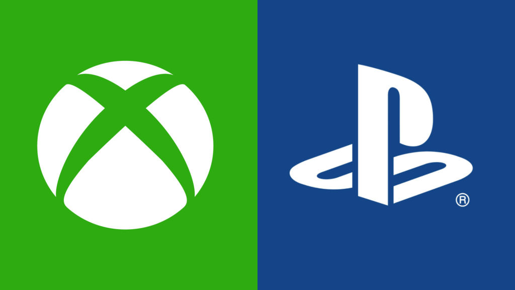 Xbox és PlayStation konzolok egymás mellett