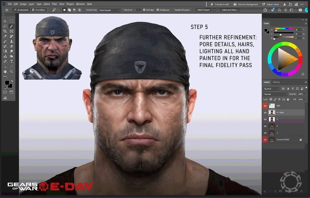 Marcus Fenix ötödik iteráció fiatalosabb megjelenéssel
